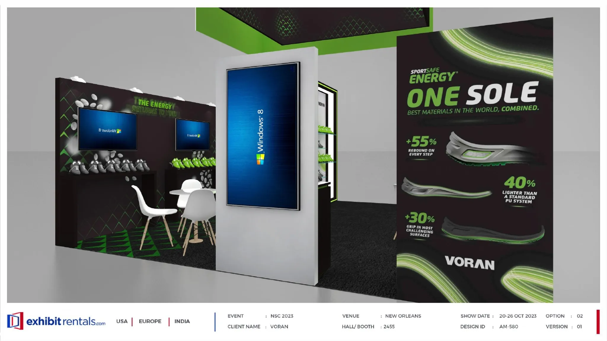 20x20 Peninsula booth design by Exhibit-Rentals